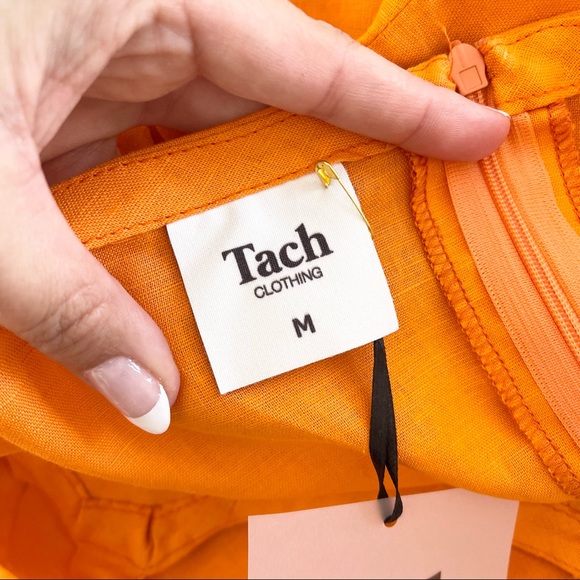 Tach Clothing Maral Linen Mini Dress Orange Size Medium - Picture 4 of 5